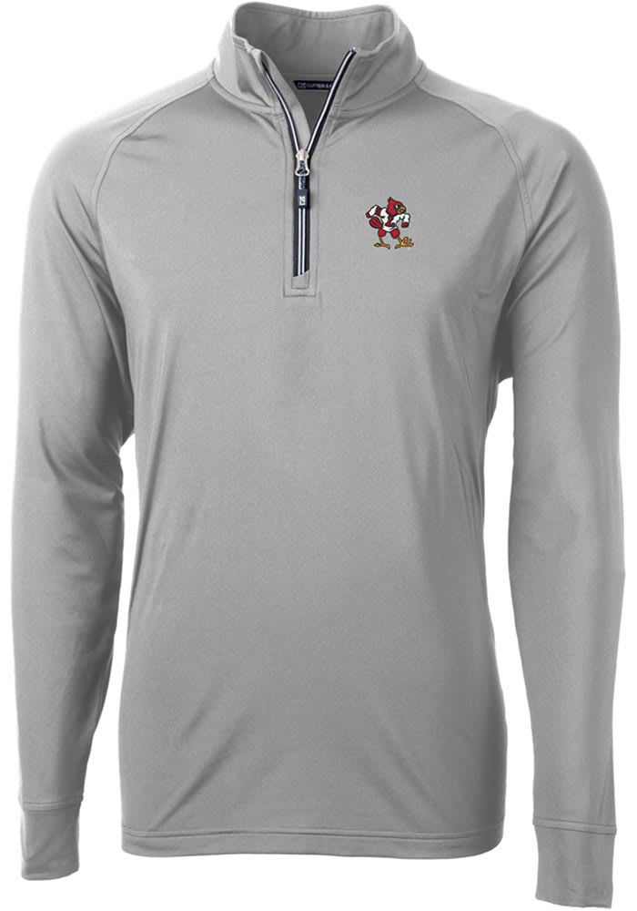 Men's Cutter & Buck Gray Louisville Cardinals Alumni Logo Forge Tonal Stripe Stretch Polo