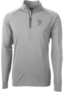 Cutter and Buck Mississippi State Bulldogs Mens Grey Adapt Eco Big and Tall 1/4 Zip Pullover