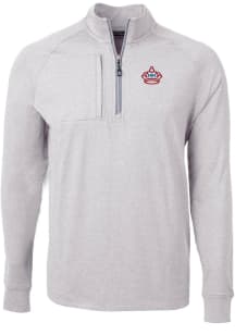 Cutter and Buck Miami Marlins Mens Grey City Connect Adapt Eco Knit Big and Tall 1/4 Zip Pullove..