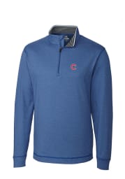 Cutter and Buck Chicago Cubs Mens Blue Topspin Long Sleeve 1/4 Zip Pullover