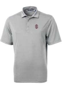 Cutter and Buck Southern Illinois Salukis Grey Virtue Eco Pique Big and Tall Polo