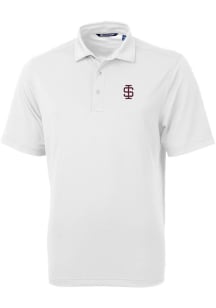 Cutter and Buck Southern Illinois Salukis White Virtue Eco Pique Big and Tall Polo