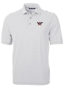 Cutter and Buck Auburn Tigers Grey Virtue Eco Pique Stripe Big and Tall Polo