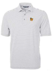 Cutter and Buck Baylor Bears Grey Virtue Eco Pique Stripe Big and Tall Polo