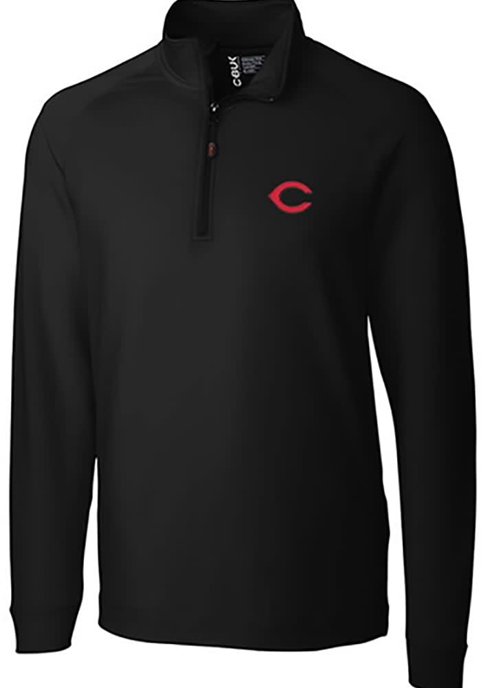 Cutter and Buck Cincinnati Reds Mens Black Jackson Long Sleeve Qtr Zip Pullover