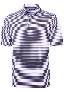 Cutter and Buck Clemson Tigers Purple Virtue Eco Pique Stripe Big and Tall Polo