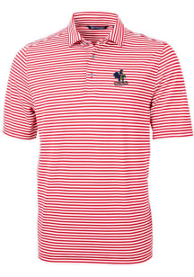 Cutter and Buck Delaware Fightin' Blue Hens Red Virtue Eco Pique Stripe Big and Tall Polo