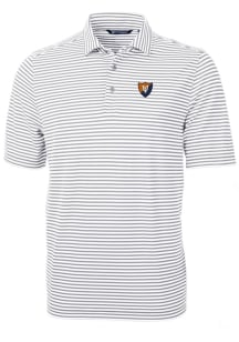 Cutter and Buck Illinois Fighting Illini Mens Grey Virtue Eco Pique Stripe Big and Tall Polos Shirt
