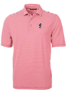Cutter and Buck Kansas Jayhawks Red Virtue Eco Pique Stripe Big and Tall Polo