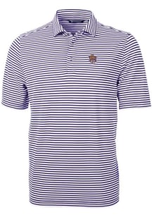 Cutter and Buck LSU Tigers Purple Virtue Eco Pique Stripe Big and Tall Polo