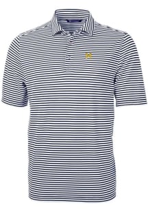 Cutter and Buck Michigan Wolverines Navy Blue Virtue Eco Pique Stripe Big and Tall Polo
