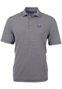 Cutter and Buck Northwestern Wildcats Mens Black Virtue Eco Pique Stripe Big and Tall Polos Shirt