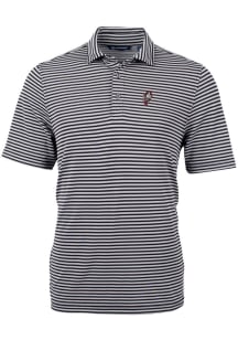 Cutter and Buck Ohio State Buckeyes Black Virtue Eco Pique Stripe Big and Tall Polo