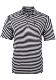 Cutter and Buck Southern Illinois Salukis Black Virtue Eco Pique Stripe Big and Tall Polo