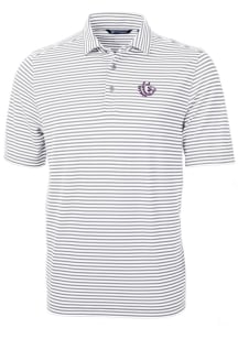 Cutter and Buck TCU Horned Frogs Grey Virtue Eco Pique Stripe Big and Tall Polo