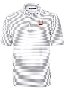 Cutter and Buck Utah Utes Grey Virtue Eco Pique Stripe Big and Tall Polo