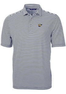 Cutter and Buck West Virginia Mountaineers Navy Blue Virtue Eco Pique Stripe Big and Tall Polo