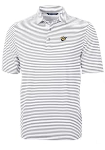 Cutter and Buck West Virginia Mountaineers Grey Virtue Eco Pique Stripe Big and Tall Polo