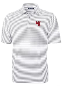 Cutter and Buck Western Kentucky Hilltoppers Grey Virtue Eco Pique Stripe Big and Tall Polo