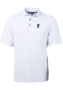 Cutter and Buck Kansas Jayhawks White Virtue Eco Pique Tile Big and Tall Polo