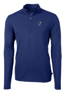 Cutter and Buck Kansas Jayhawks Mens Blue Virtue Eco Pique Big and Tall 1/4 Zip Pullover