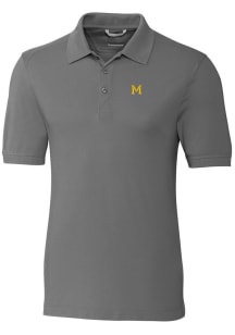 Cutter and Buck Michigan Wolverines Mens Grey Advantage Pique Big and Tall Polos Shirt