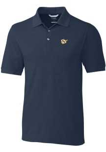Cutter and Buck West Virginia Mountaineers Mens Navy Blue Advantage Pique Big and Tall Polos Shi..