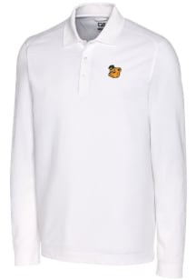 Cutter and Buck Baylor Bears Mens White Advantage Pique Long Sleeve Big and Tall Polos Shirt