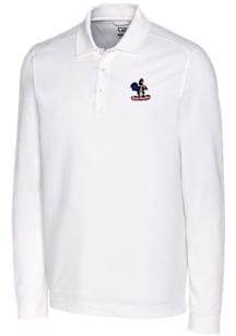 Cutter and Buck Delaware Fightin' Blue Hens White Advantage Pique Long Sleeve Big and Tall Polo