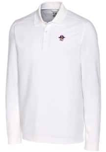 Cutter and Buck East Carolina Pirates White Advantage Pique Long Sleeve Big and Tall Polo