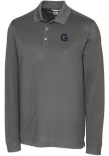 Cutter and Buck Gonzaga Bulldogs Mens Grey Advantage Pique Long Sleeve Big and Tall Polos Shirt