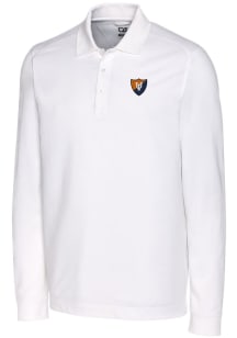 Cutter and Buck Illinois Fighting Illini Mens White Advantage Pique Long Sleeve Big and Tall Polos S