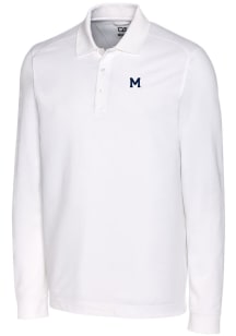 Cutter and Buck Michigan Wolverines Mens White Advantage Pique Long Sleeve Big and Tall Polos Shirt