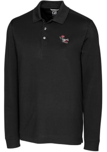 Cutter and Buck NC State Wolfpack Mens Black Advantage Pique Long Sleeve Big and Tall Polos Shir..