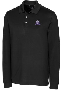Cutter and Buck Northwestern Wildcats Mens Black Advantage Pique Long Sleeve Big and Tall Polos Shir