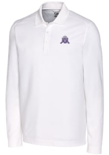 Cutter and Buck Northwestern Wildcats Mens White Advantage Pique Long Sleeve Big and Tall Polos Shir