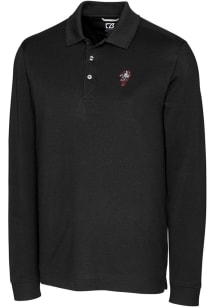 Cutter and Buck Ohio State Buckeyes Mens Black Advantage Pique Long Sleeve Big and Tall Polos Shirt