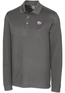 Cutter and Buck TCU Horned Frogs Mens Grey Advantage Pique Long Sleeve Big and Tall Polos Shirt