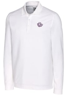 Cutter and Buck TCU Horned Frogs Mens White Advantage Pique Long Sleeve Big and Tall Polos Shirt
