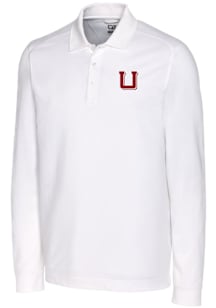 Cutter and Buck Utah Utes White Advantage Pique Long Sleeve Big and Tall Polo