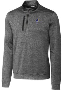 Cutter and Buck Kansas Jayhawks Mens Grey Stealth Heathered Big and Tall 1/4 Zip Pullover