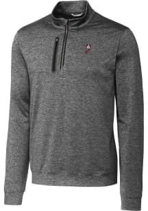 Mens Ohio State Buckeyes Grey Cutter and Buck Stealth Heathered 1/4 Zip Pullover
