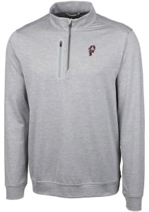 Mens Ohio State Buckeyes Grey Cutter and Buck Stealth Heathered 1/4 Zip Pullover