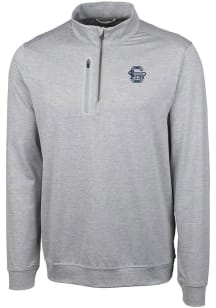 Mens Penn State Nittany Lions Grey Cutter and Buck Stealth Heathered 1/4 Zip Pullover
