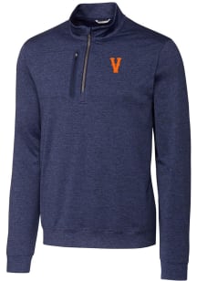 Cutter and Buck Virginia Cavaliers Mens Navy Blue Stealth Heathered Big and Tall 1/4 Zip Pullove..