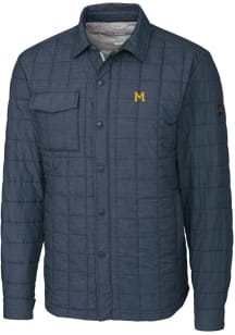 Cutter and Buck Michigan Wolverines Mens Grey Rainier PrimaLoft Quilted Big and Tall Lined Jacke..
