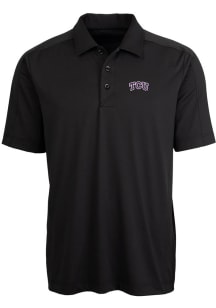 Cutter and Buck TCU Horned Frogs Mens Black Prospect Short Sleeve Polo