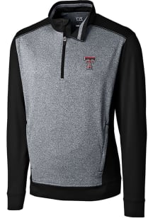 Cutter and Buck Texas Tech Red Raiders Mens Black Replay Long Sleeve 1/4 Zip Pullover