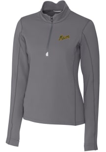 Cutter and Buck George Mason University Womens Grey Traverse 1/4 Zip Pullover