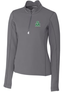 Cutter and Buck Marshall Thundering Herd Womens Grey Traverse 1/4 Zip Pullover
